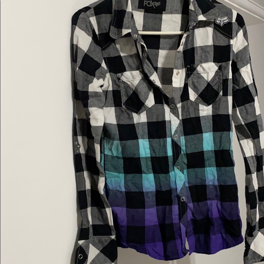 White/blue/purple fade flannel